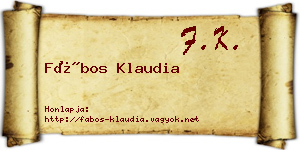 Fábos Klaudia névjegykártya