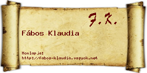 Fábos Klaudia névjegykártya